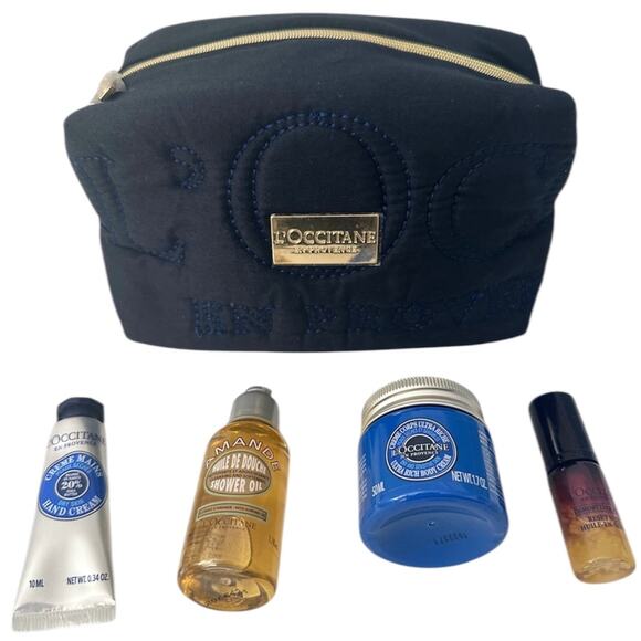 L'Occitane NEW 5 PC Navy Skincare Travel Bundle Set – Shower Oil + Body Cream + - Picture 1 of 7